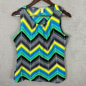 Banana Republic Tank Top Women M Petite Chevron Sleeveless Bright Y2K Bold Retro